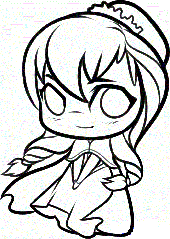 Desenhar Desenho de Chibi da Anna de Frozen para Pintar