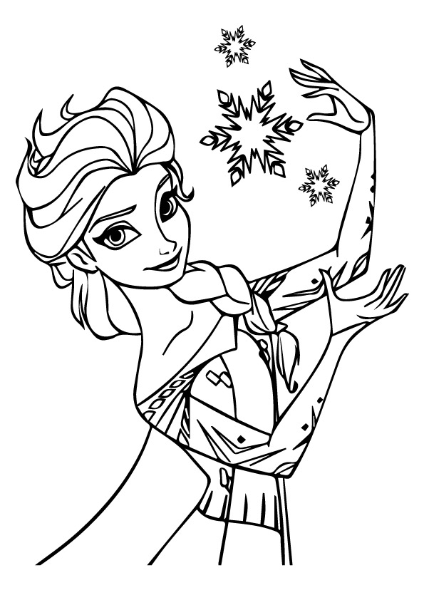 Desenho de Elsa com Flocos de Neve para Colorir e Pintar