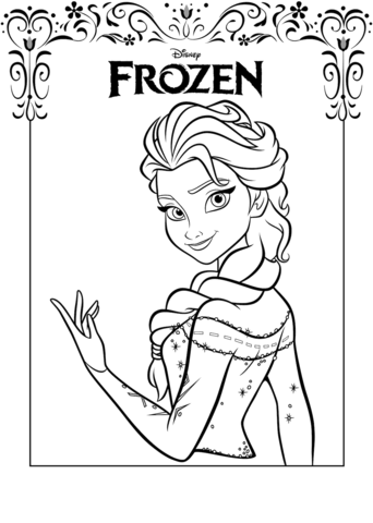 Desenho de Elsa do Filme Frozen para Colorir e Pintar
