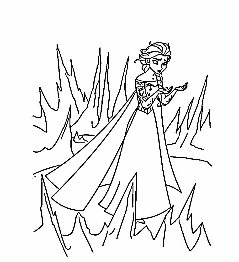Desenho de Elsa Está Chateada para Colorir e Pintar