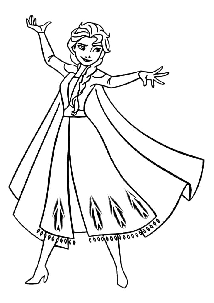 Desenho de Elsa para Crianças para Colorir e Pintar
