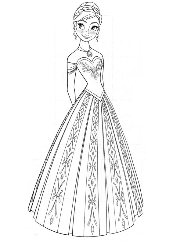 Desenho de Frozen Roupa de Festa para Colorir Grátis e Pintar