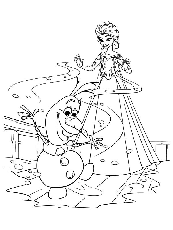 Desenho Olaf e Elsa para Colorir e Pintar