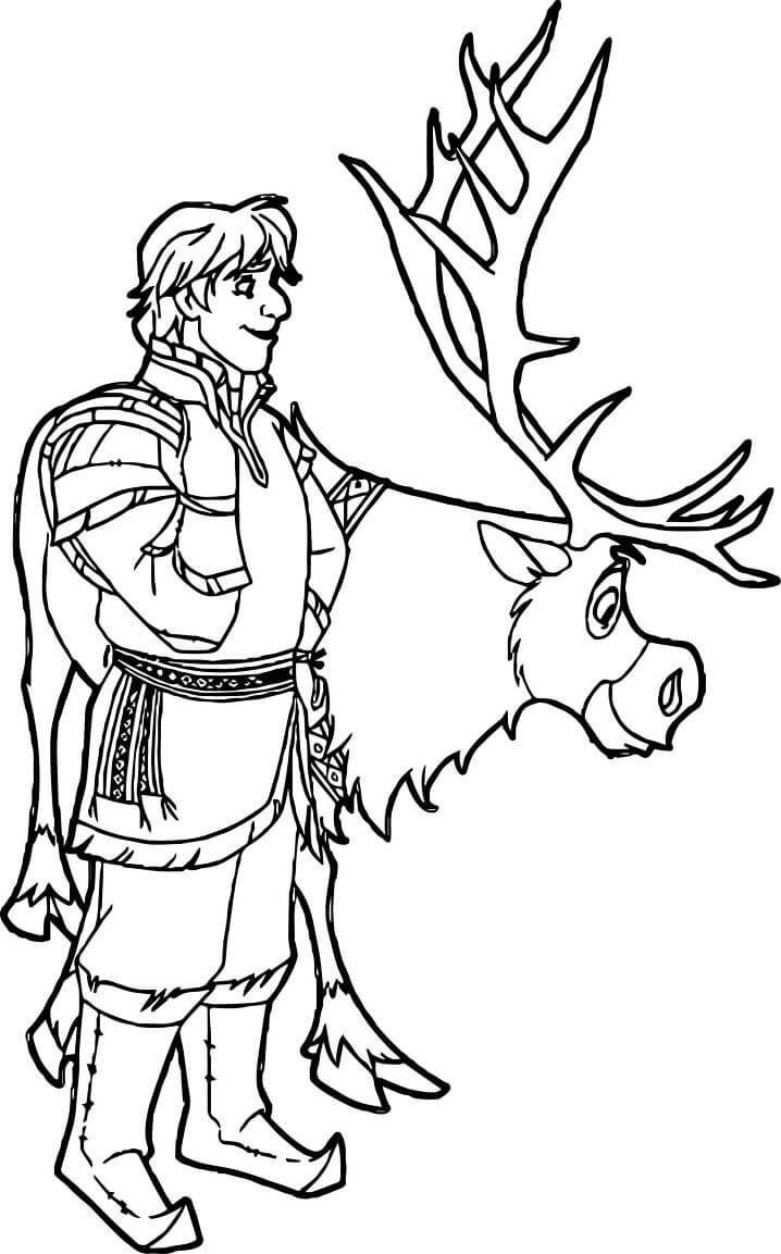 Desenho Pdf de Sven e Kristoff para Colorir com Lápis de Cor e Pintar