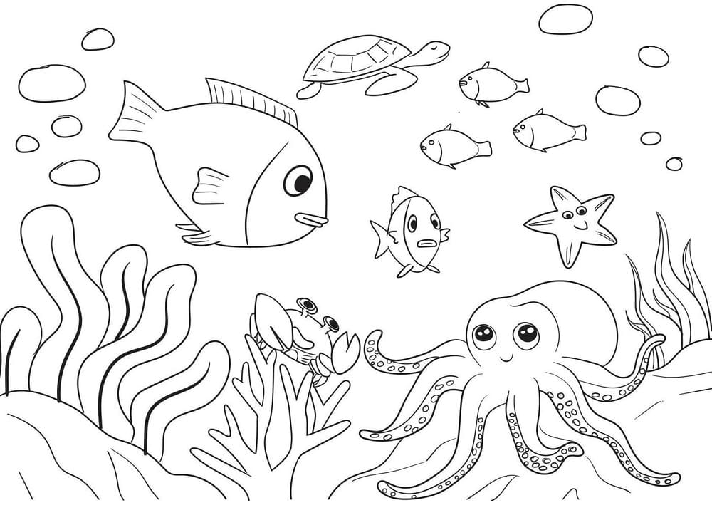 Desenho de Belo Fundo do Mar para Colorir e Pintar