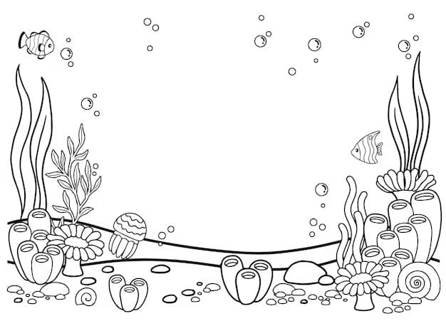 Desenho de Cena do Fundo do Mar para Colorir e Pintar
