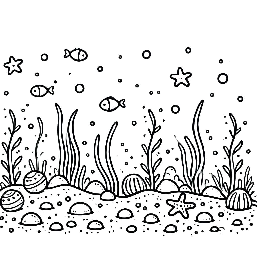 Desenho de Fundo do Mar Imprimivel Grátis para Crianças para Colorir e Pintar