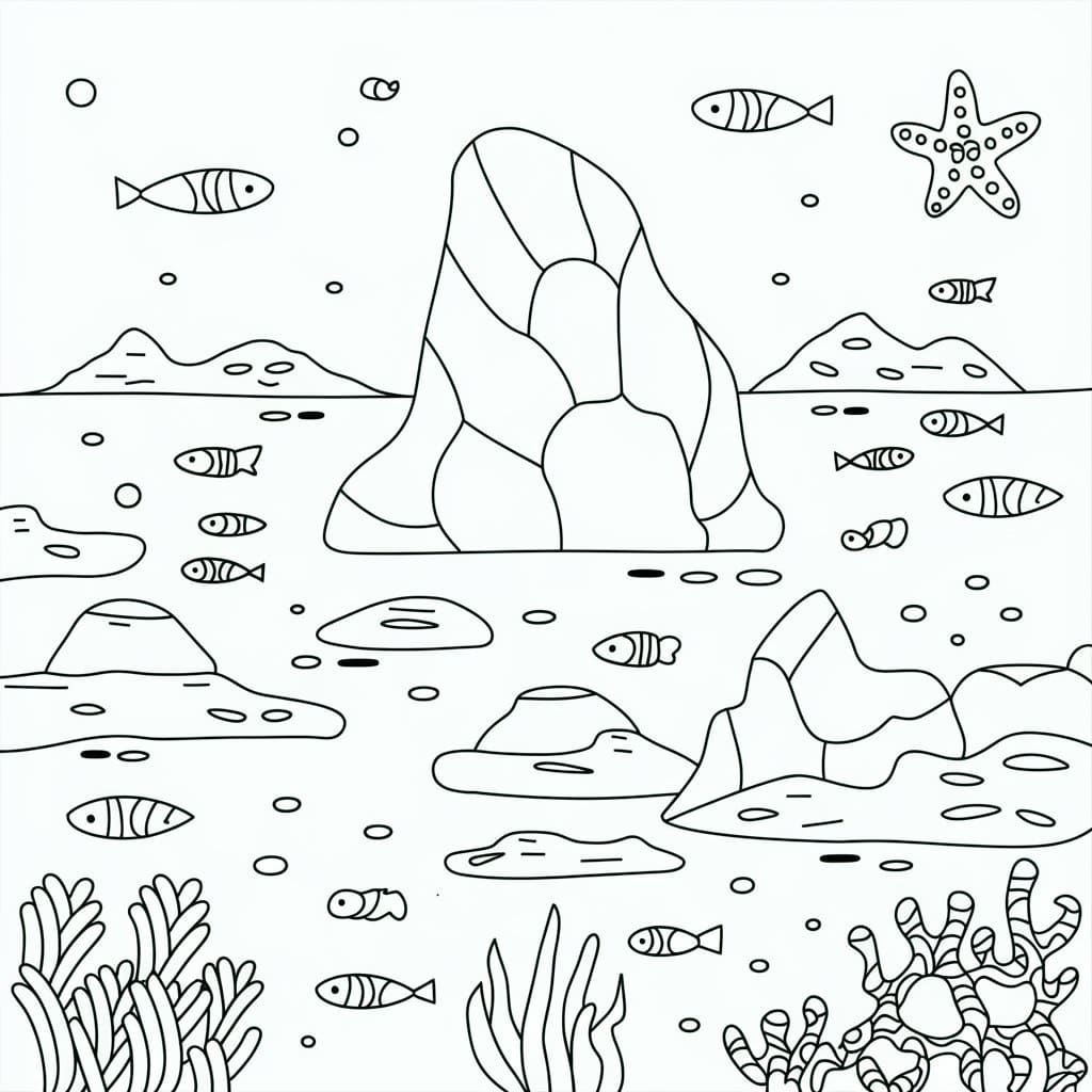 Desenho de Fundo do Mar para Crianças de 1 Ano para Colorir e Pintar
