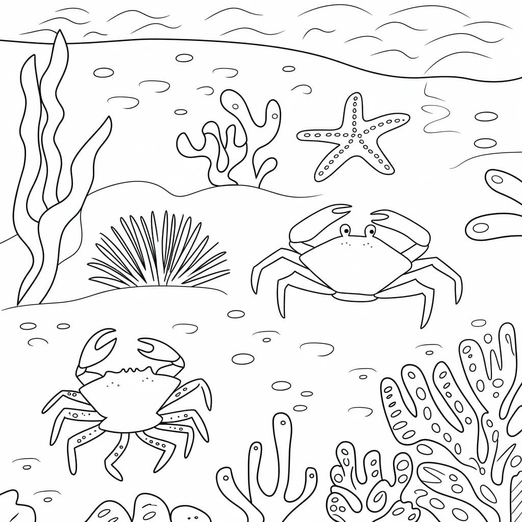 Desenho de Fundo do Mar para Crianças de 2 Anos para Colorir e Pintar