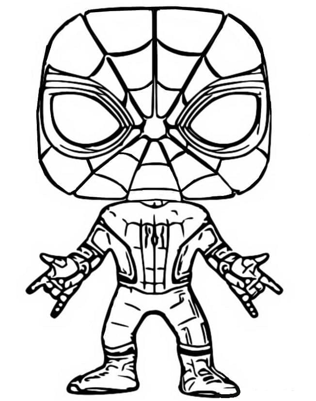 Desenho de Homem Aranha Funko Pop para Colorir e Pintar
