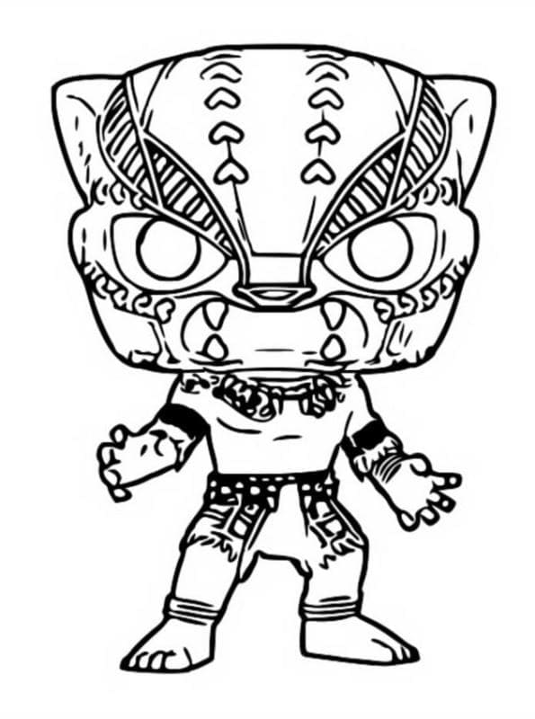 Desenho de Pantera Negra Funko Pop para Colorir e Pintar