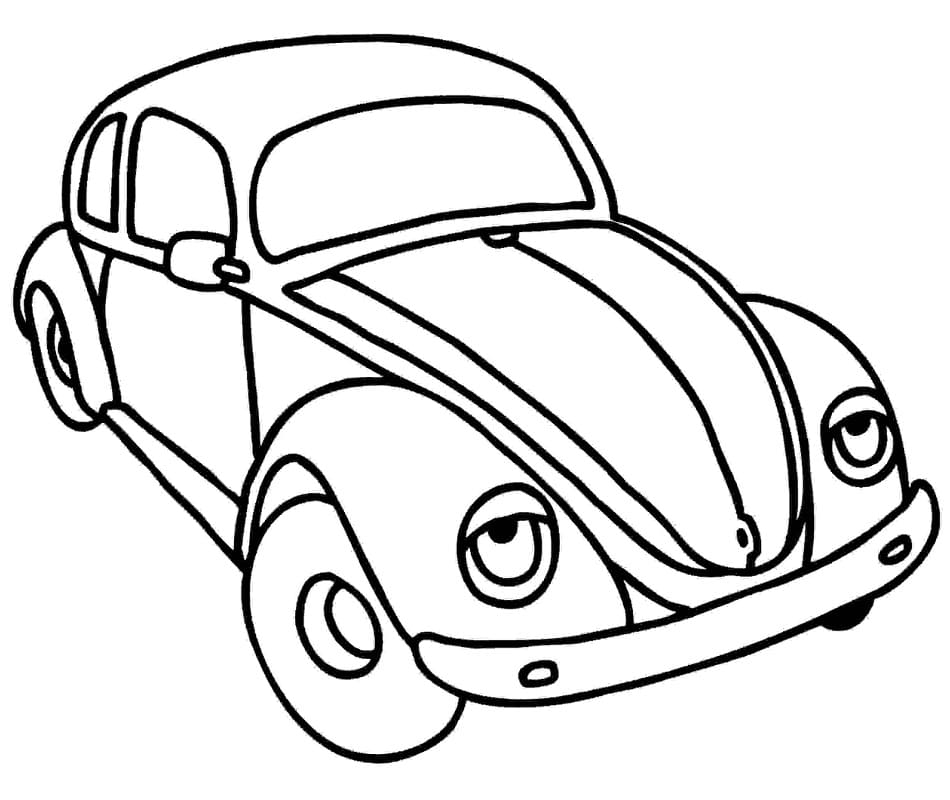 Desenho de Fusca Bonito para Colorir Pdf e Pintar