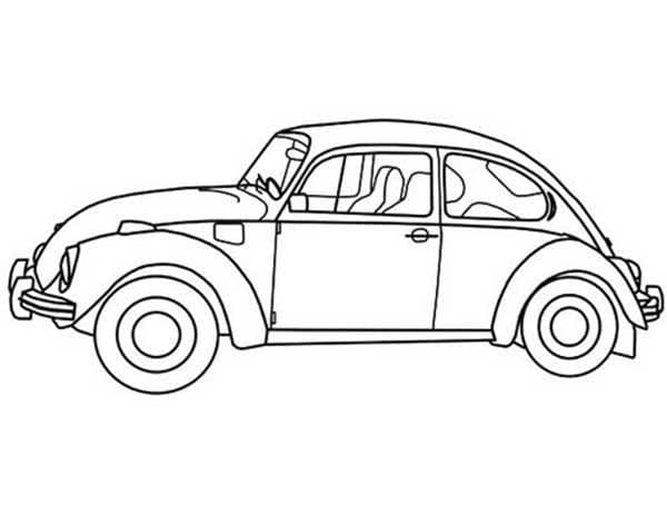Desenho de Fusca Clássico para Imprimir e Pintar