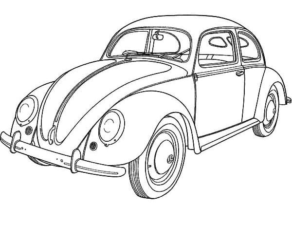 Desenho de Fusca Engraçado para Colorir Pdf e Pintar