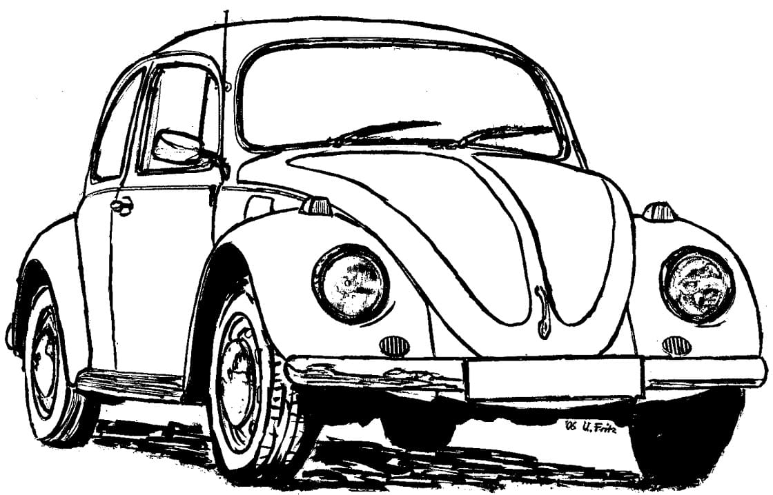 Desenho de Fusca Imprimivel Download e Pintar