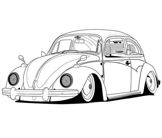 Desenho de Fusca para Imprimir Lápis de Cor e Pintar