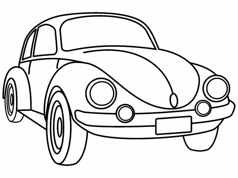 Desenho de Fusca Simples para Colorir Pdf e Pintar