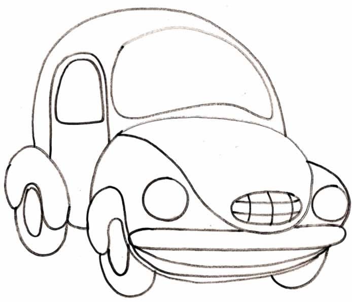 Desenho Fusca Engraçado para Colorir e Pintar