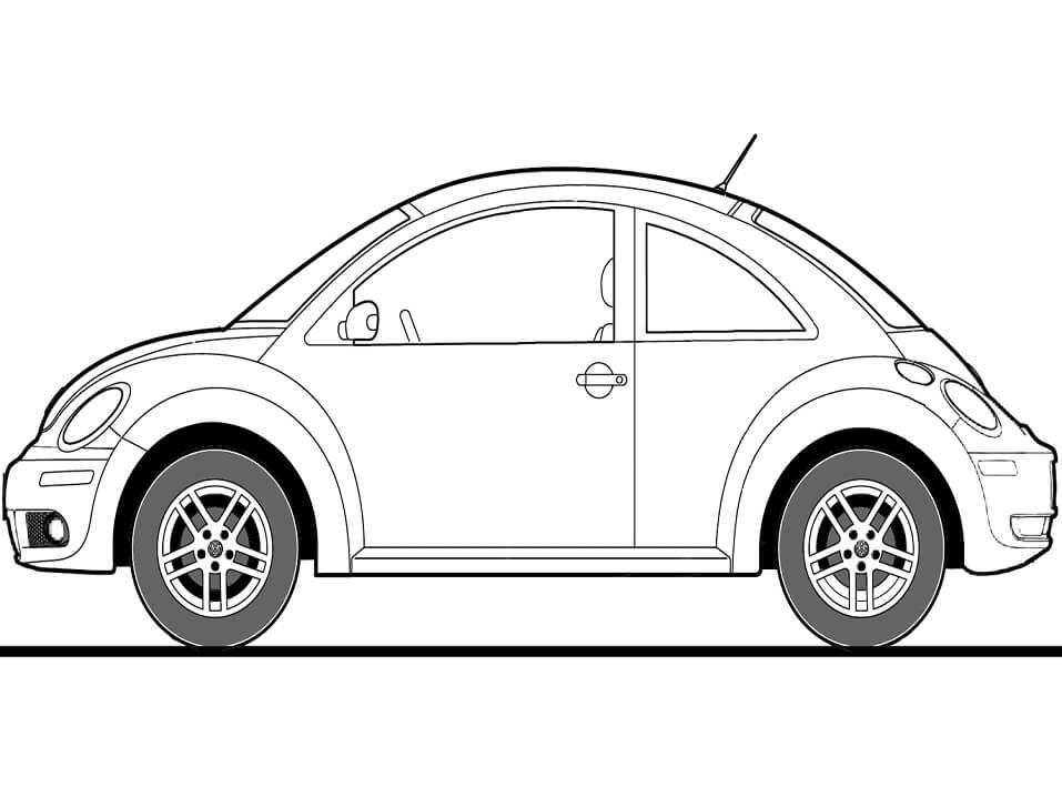 Desenho Volkswagen Beetle 2009 para Colorir e Pintar