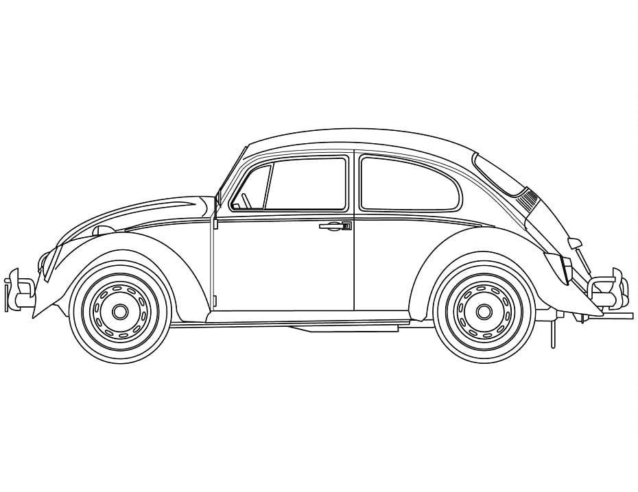 Desenho Volkswagen Fusca para Colorir e Pintar