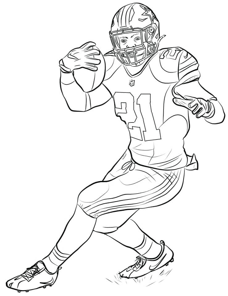 Desenho de Ezekiel Elliott para Colorir e Pintar