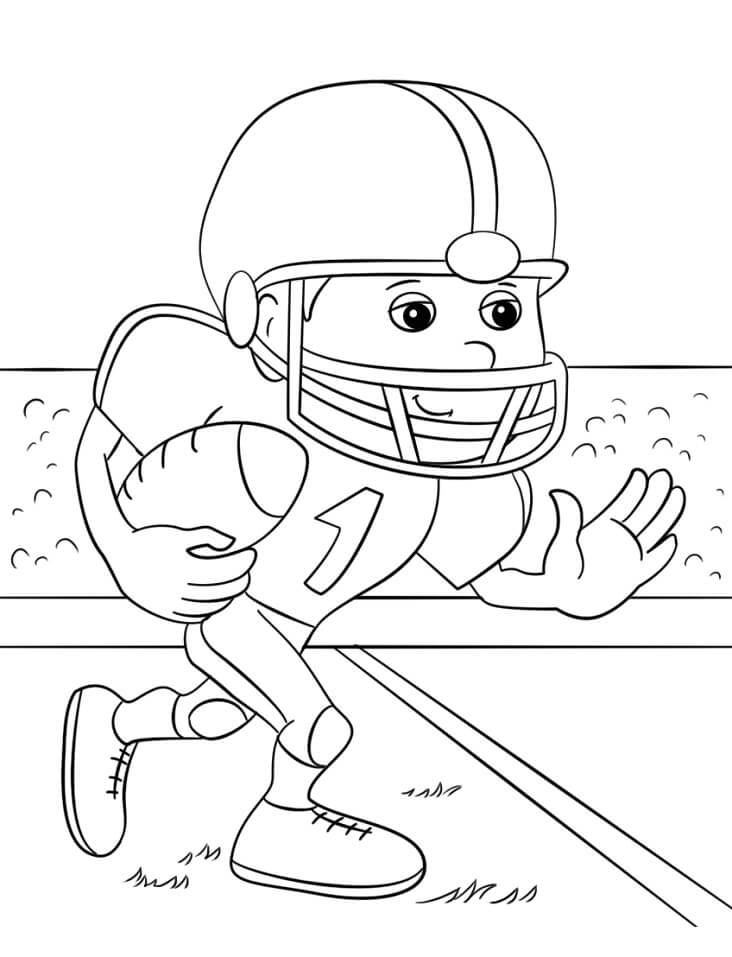 Desenho de Jogador de Futebol Americano em Campo para Colorir e Pintar