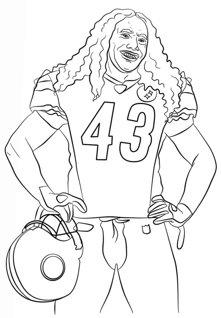 Desenho de Troy Polamalu para Colorir e Pintar