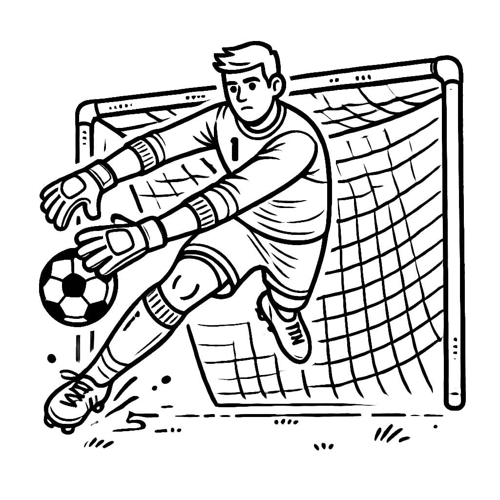 Desenho de Bom Goleiro de Futebol para Colorir e Pintar
