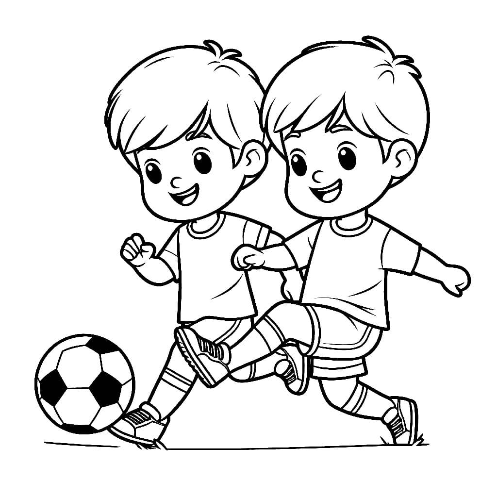 Desenho de Dois Jogadores de Futebol para Colorir e Pintar