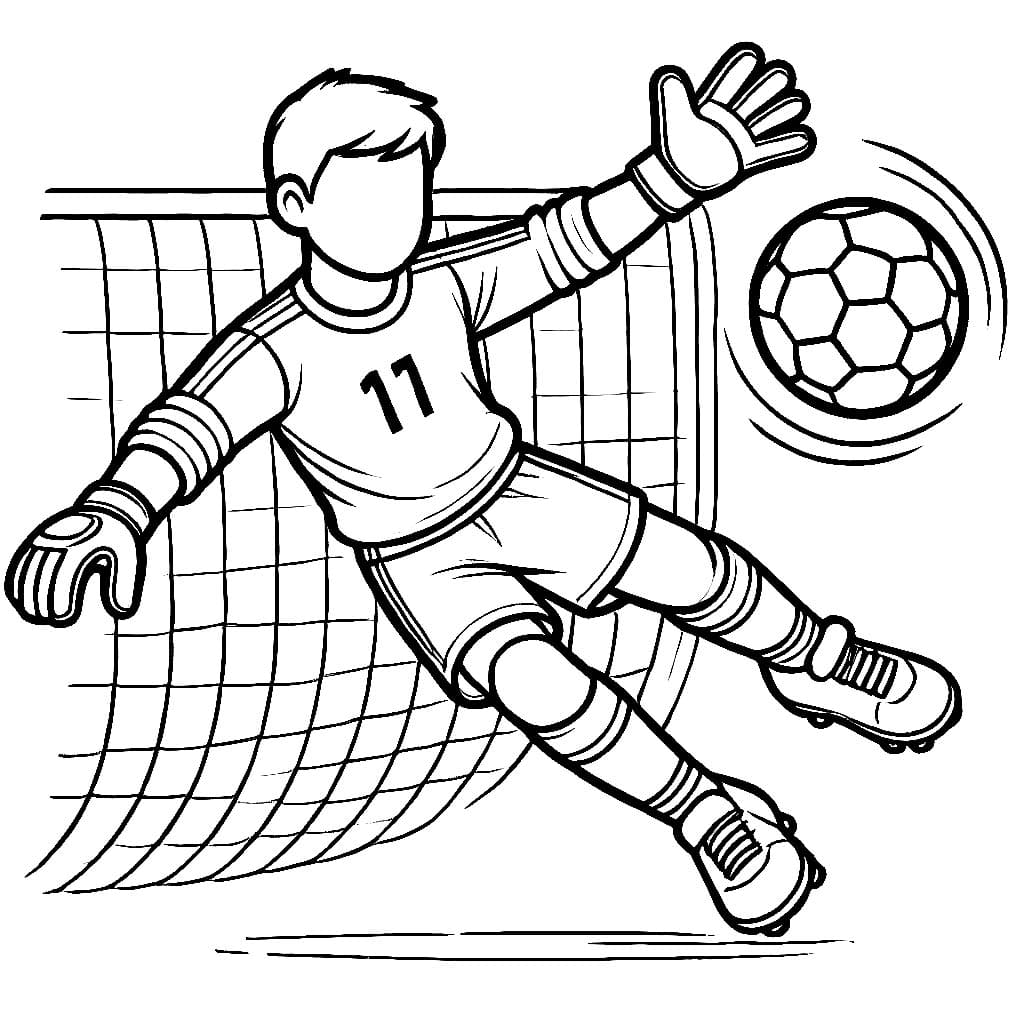 Desenho de Excelente Goleiro de Futebol para Colorir e Pintar