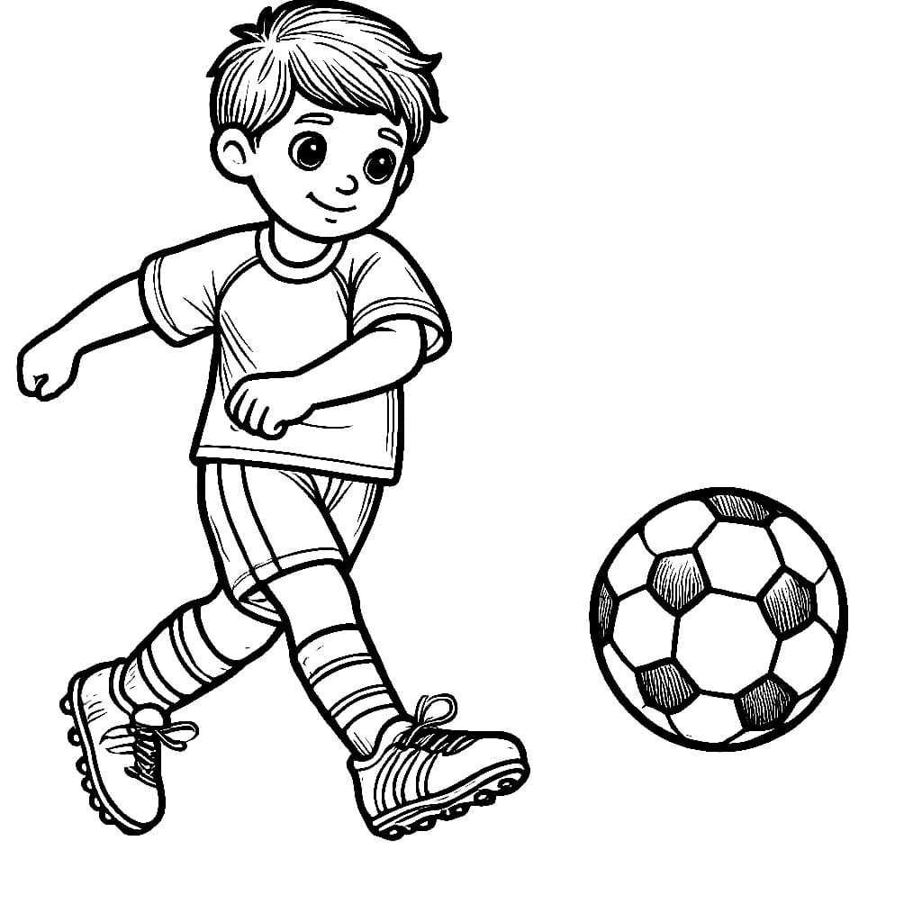 Desenho de Jogador de Futebol Jogá Bola para Colorir e Pintar