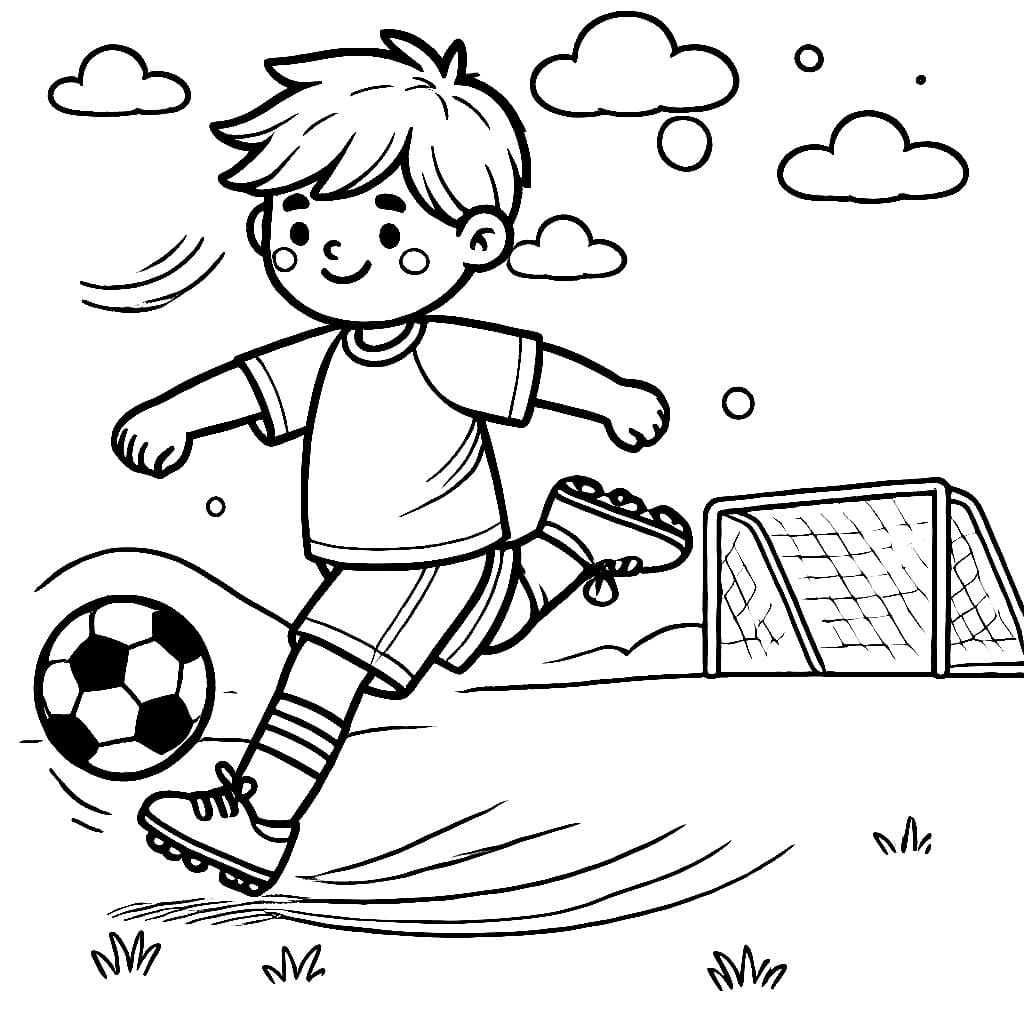 Desenho de as Crianças Jogam Futebol para Colorir e Pintar