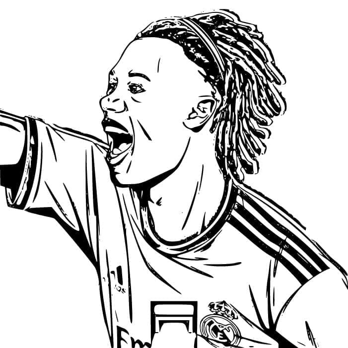 Desenho de Eduardo Camavinga Jogador de Futebol para Colorir e Pintar