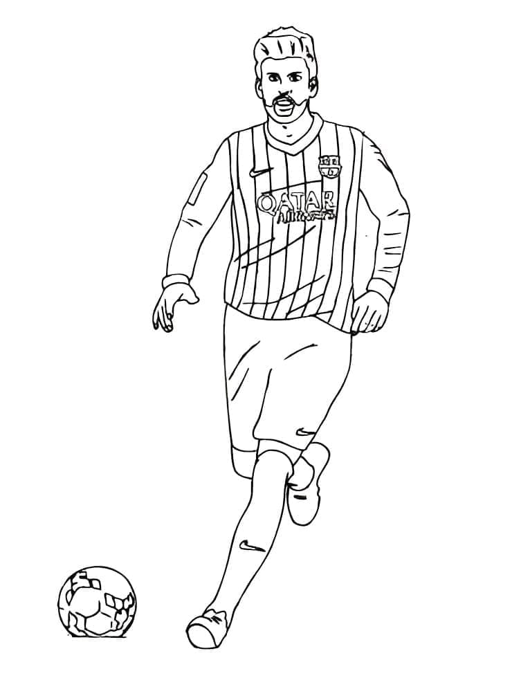 Desenho de Gerard Pique Jogador de Futebol para Colorir e Pintar