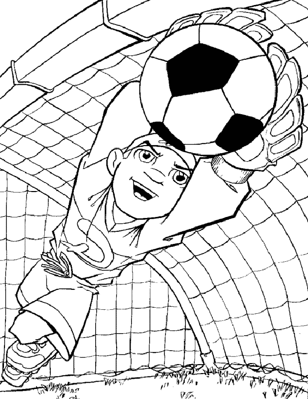 Desenho de Goleiro Fazendo Defesa Incrível para Colorir e Pintar