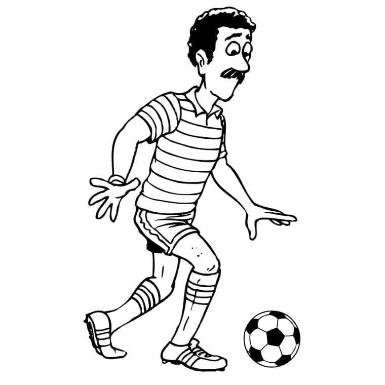 Desenho de Homem Jogando Futebol para Colorir e Pintar