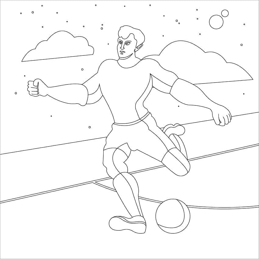 Desenho de Jogador de Futebol Fácil para Colorir e Pintar