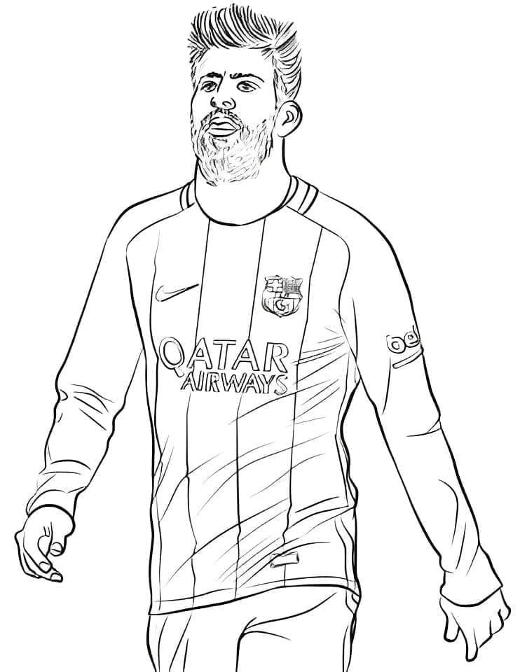 Desenho de Jogador de Futebol Gerard Pique para Colorir e Pintar