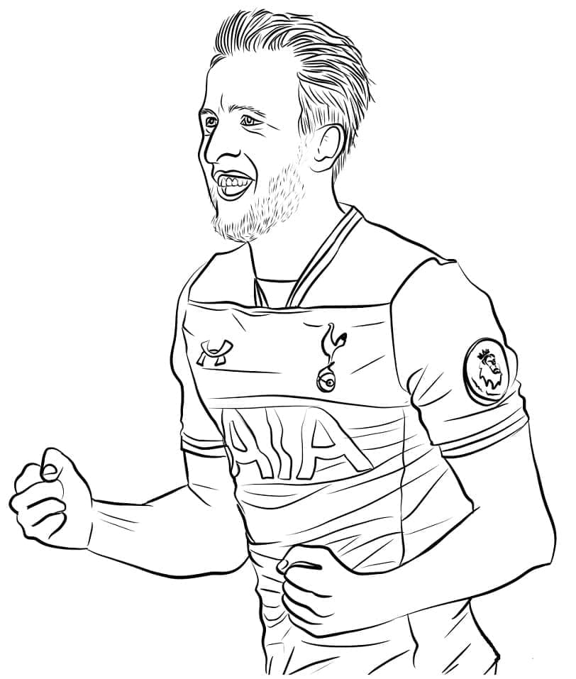 Desenho de Jogador de Futebol Harry Kane para Colorir e Pintar