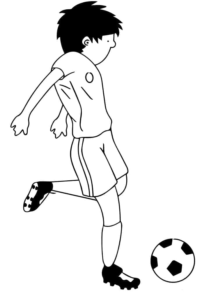 Desenho de Jogador de Futebol para Crianças para Colorir e Pintar