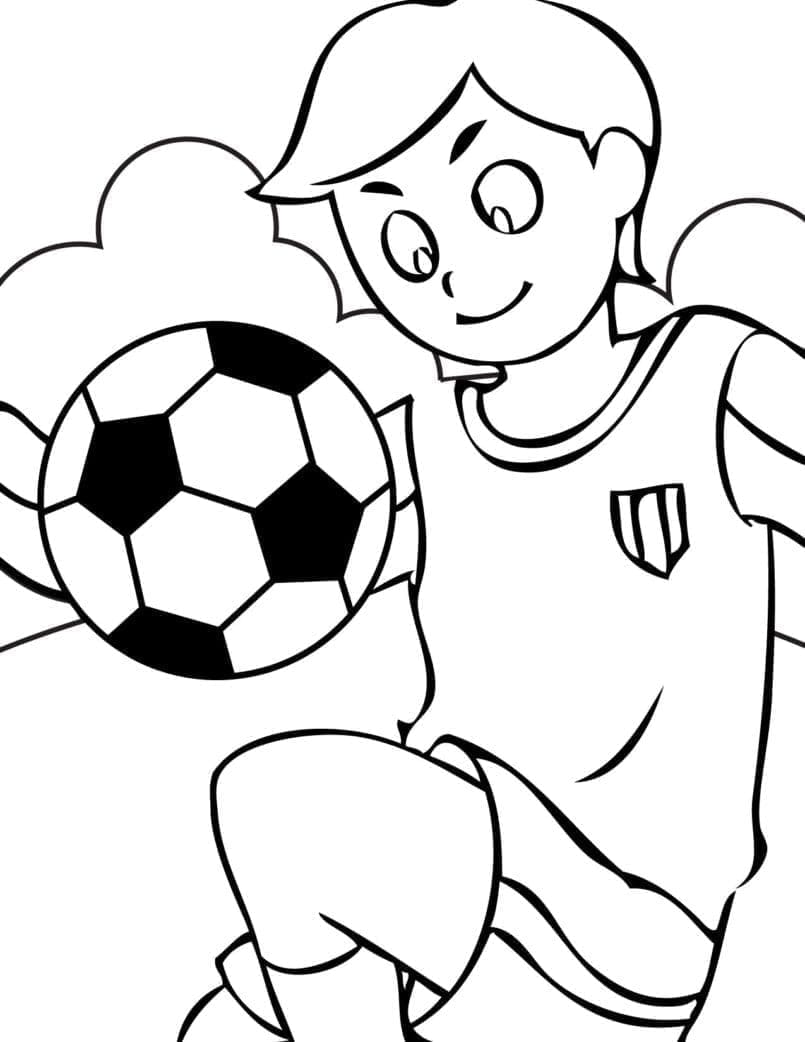 Desenho de Jogador de Futebol Sorridente para Colorir e Pintar