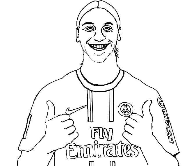 Desenho de Jogador de Futebol Zlatan Ibrahimovic para Colorir e Pintar