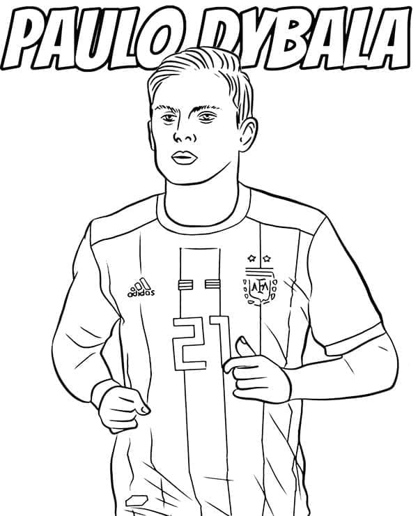 Desenho de Paulo Dybala Jogador de Futebol para Colorir e Pintar