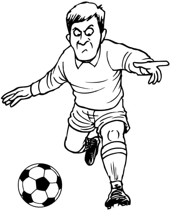 Desenho de um Jogador de Futebol para Colorir e Pintar
