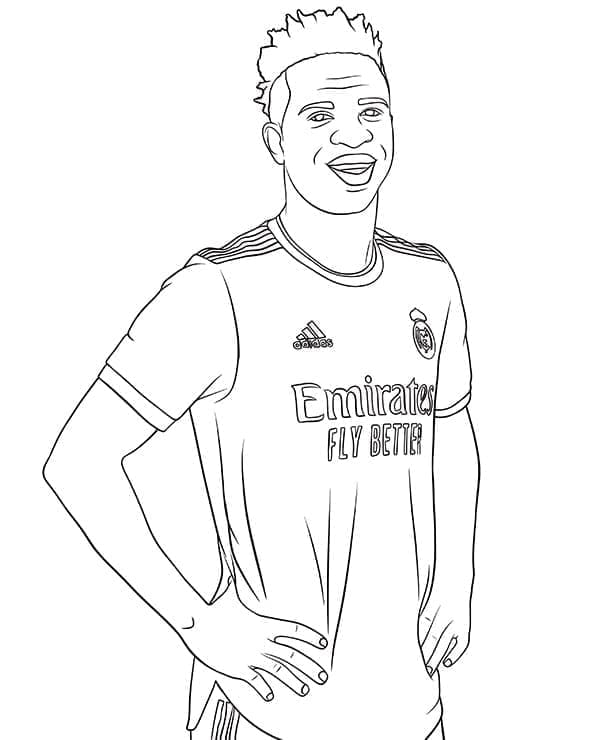 Desenho de Vinicius Jogador de Futebol para Colorir e Pintar