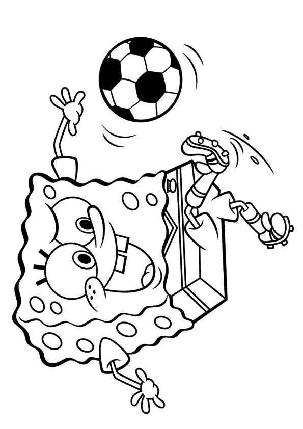 Desenho do Bob Esponja Jogador de Futebol para Colorir Pdf e Pintar