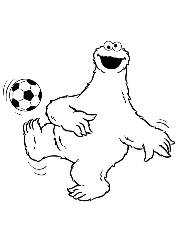 Desenho do Cookie Monster Jogando Futebol para Pintar