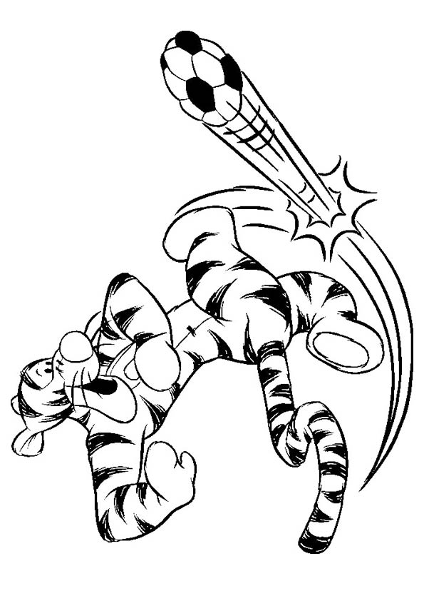Desenho do Tigrao Jogando Futebol para Colorir e Pintar