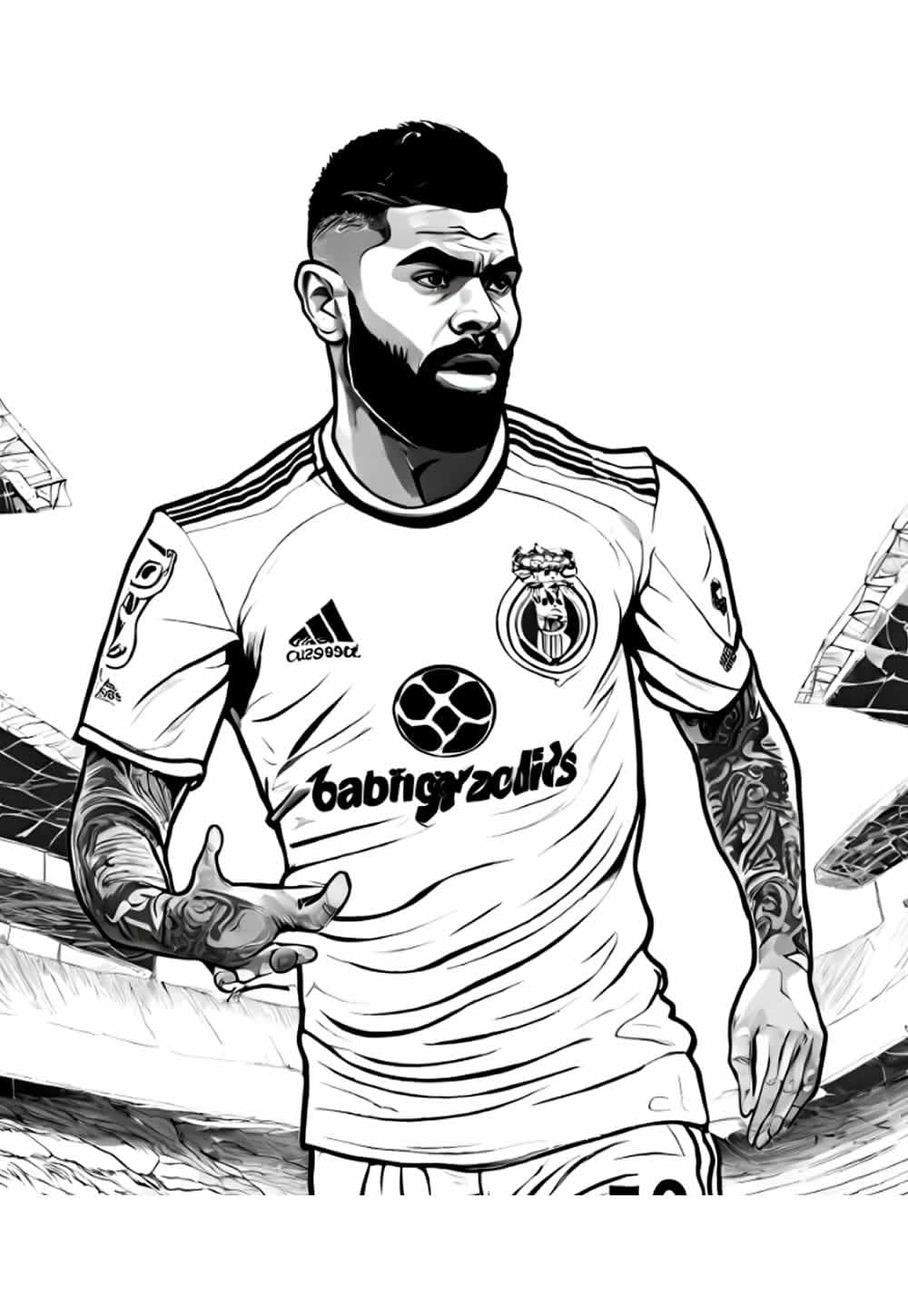 Desenho de Gabigol Jogador de Futebol Brasileiro para Colorir e Pintar