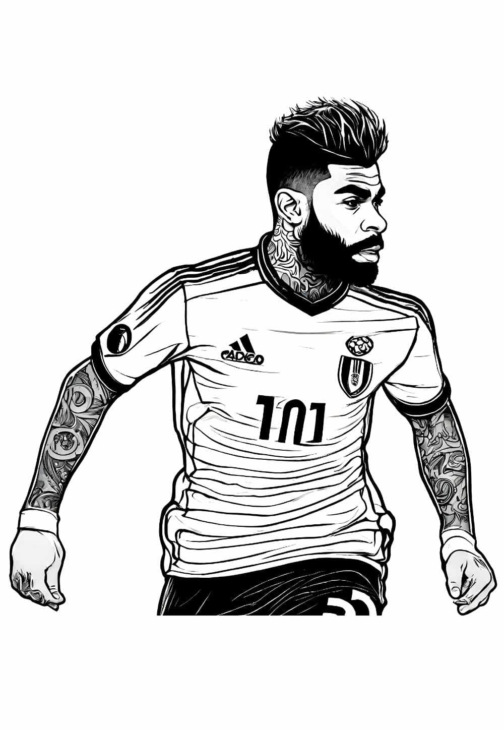 Desenho de Gabriel Barbosa Jogador de Futebol para Colorir e Pintar